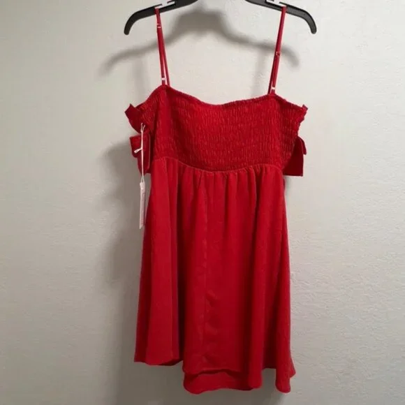 Women’s Red Ruffle Mini Dress NWT - Picture 5 of 6